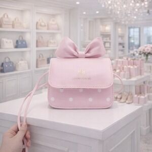 Purse Pink and white polka dot with pink bow